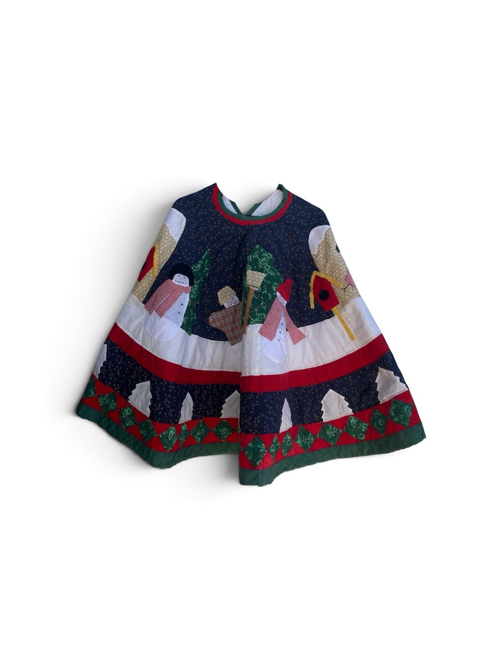 Vintage Quilted Snowman Village | Christmas Tree Skirt